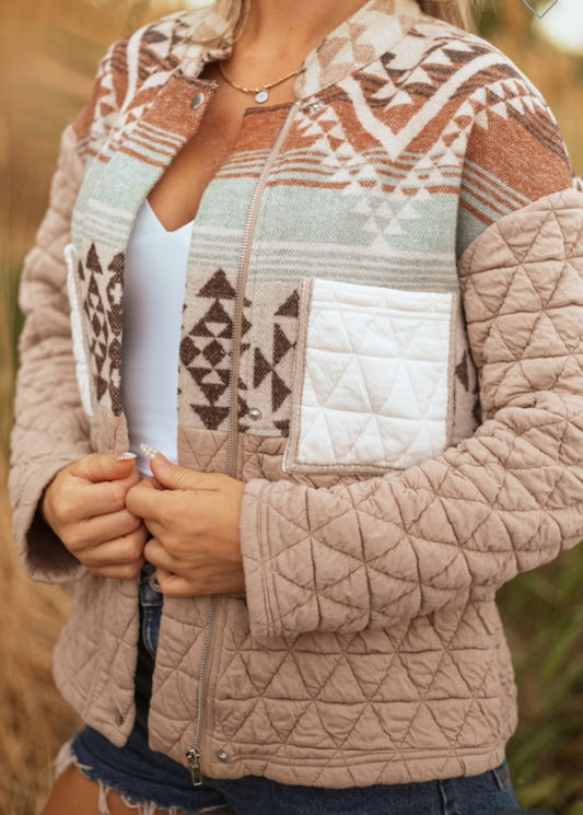 Aztec Quilted Patchwork Western Jacket