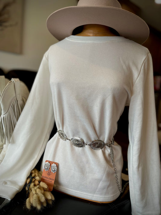 White Pullover with Ombre Tassel