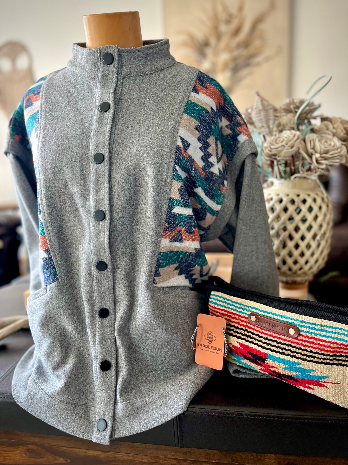 Snap Button Down Aztec Jacket