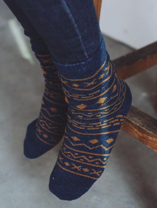 Aztec wool blend crew socks.