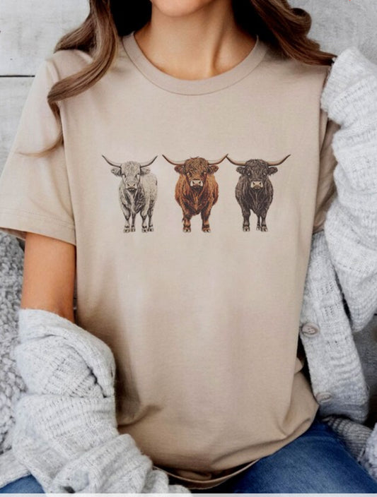 Highland cow graphic tee.