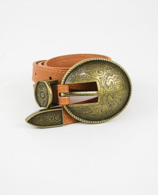 Oval Embossed Vintage Buckle Belt.