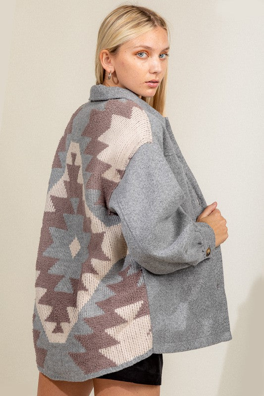 Aztec Backed Detailed Shacket