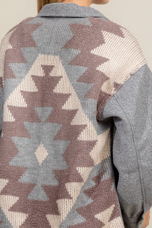 Aztec Backed Detailed Shacket