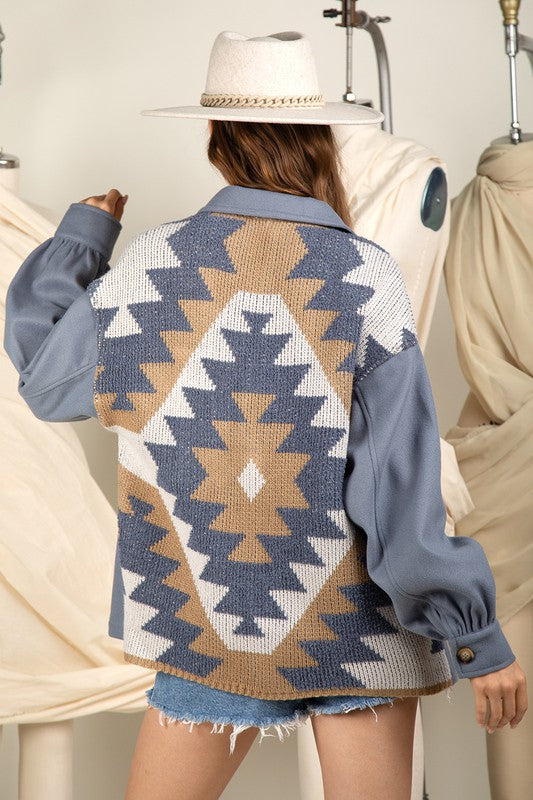 Aztec Backed Detailed Shacket