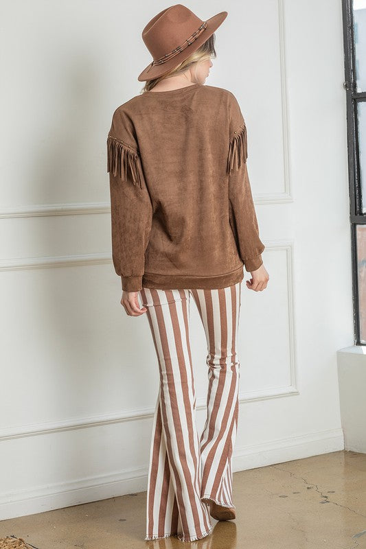 Fringed Suede Pullover