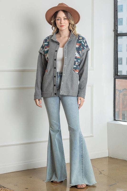 Snap Button Down Aztec Jacket