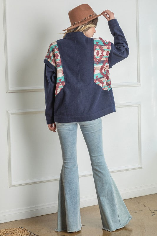 Snap Button Down Aztec Jacket