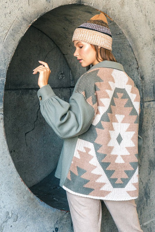 Aztec Backed Detailed Shacket