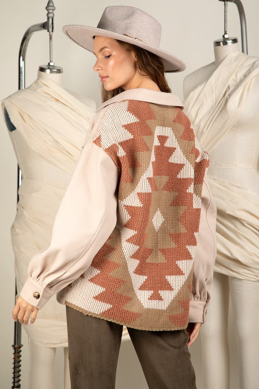 Aztec Backed Detailed Shacket