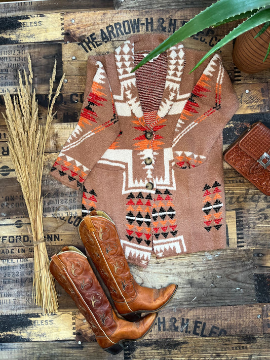 Caramel Sherpa Aztec Cardigan