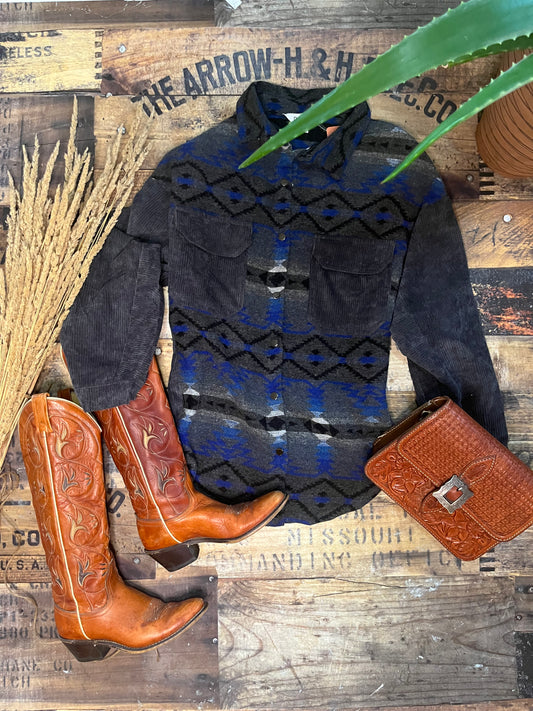 Charcoal and Navy Corduroy Shacket