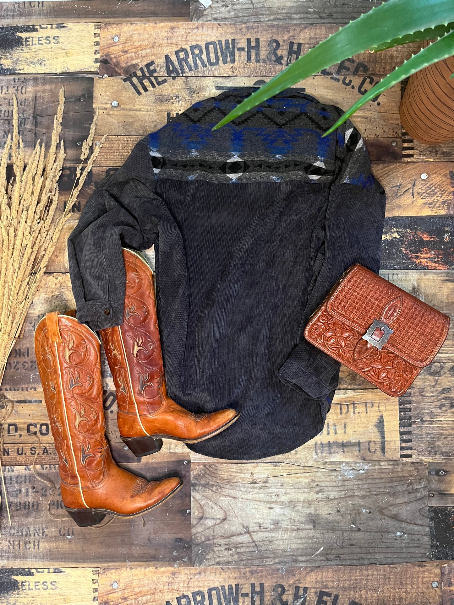 Charcoal and Navy Corduroy Shacket