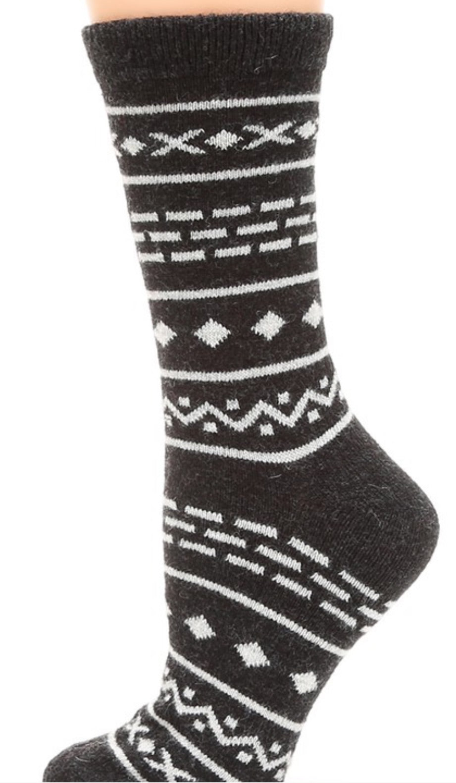 Aztec wool blend crew socks.