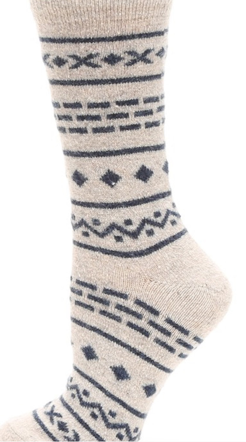 Aztec wool blend crew socks.