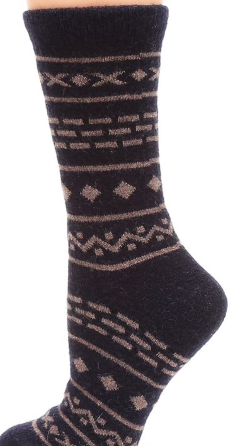Aztec wool blend crew socks.